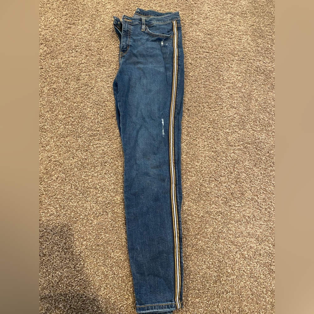 Targets, Wild Fable mid fit Jeans. Stripped pattern on the side.